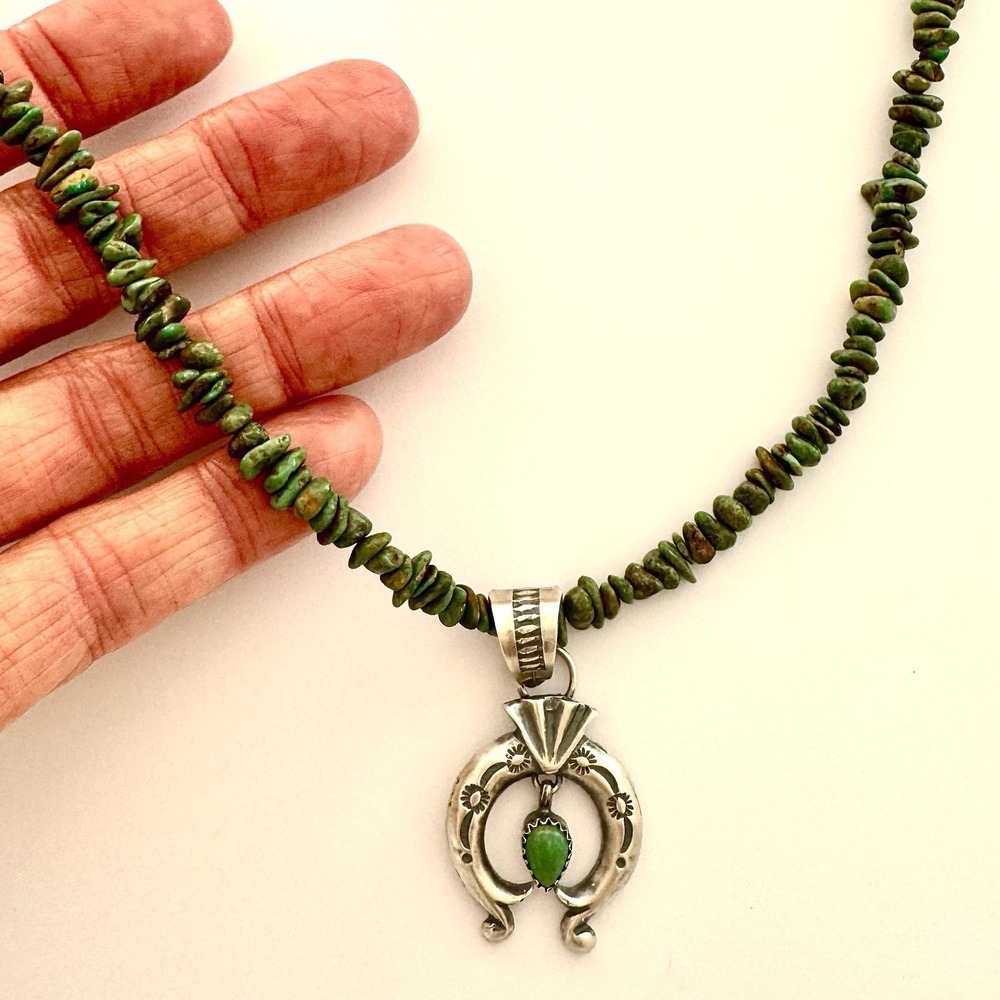 Navajo Naja Necklace Turquoise 17in Sterling Native American Layering Louise Joe - Picture 3 of 11